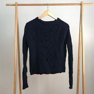 J. Crew • Wool Cable Knit Pom Pom Sweater